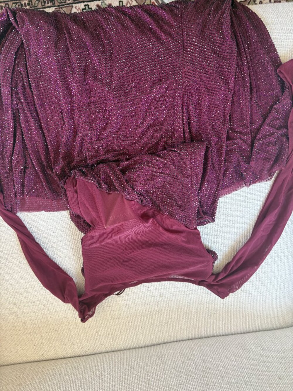 NWT Meshki Nash Diamante Off Shoulder Maxi Dress Mahogany XS - Picture 5 of 6